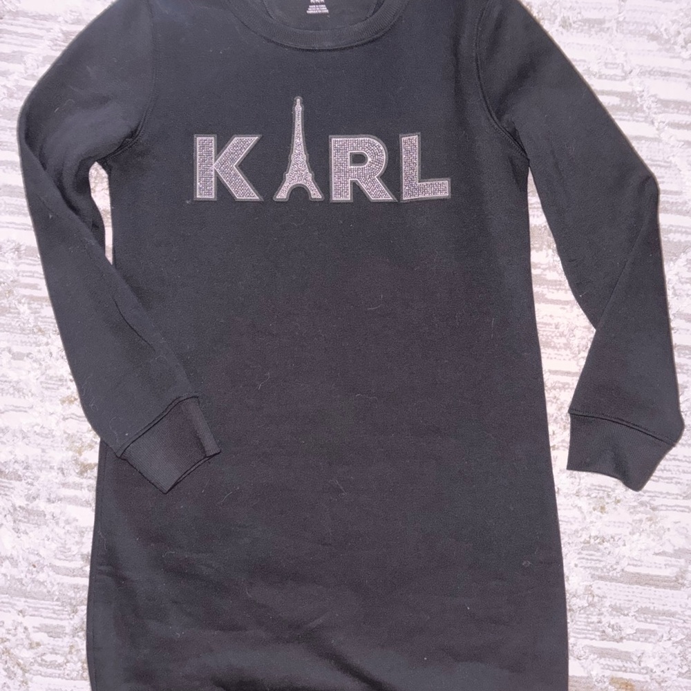 Karl Lagerfeld Black Mini Dress with Eiffel Tower Logo